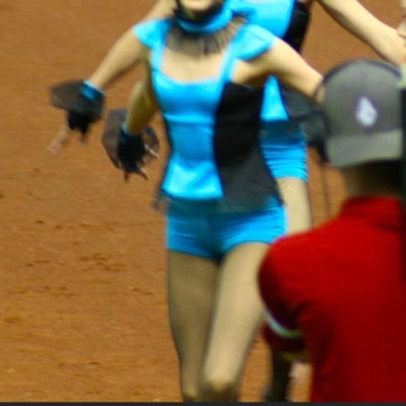 Blue and Black two piece color block dance costume - Picture 1 of 13